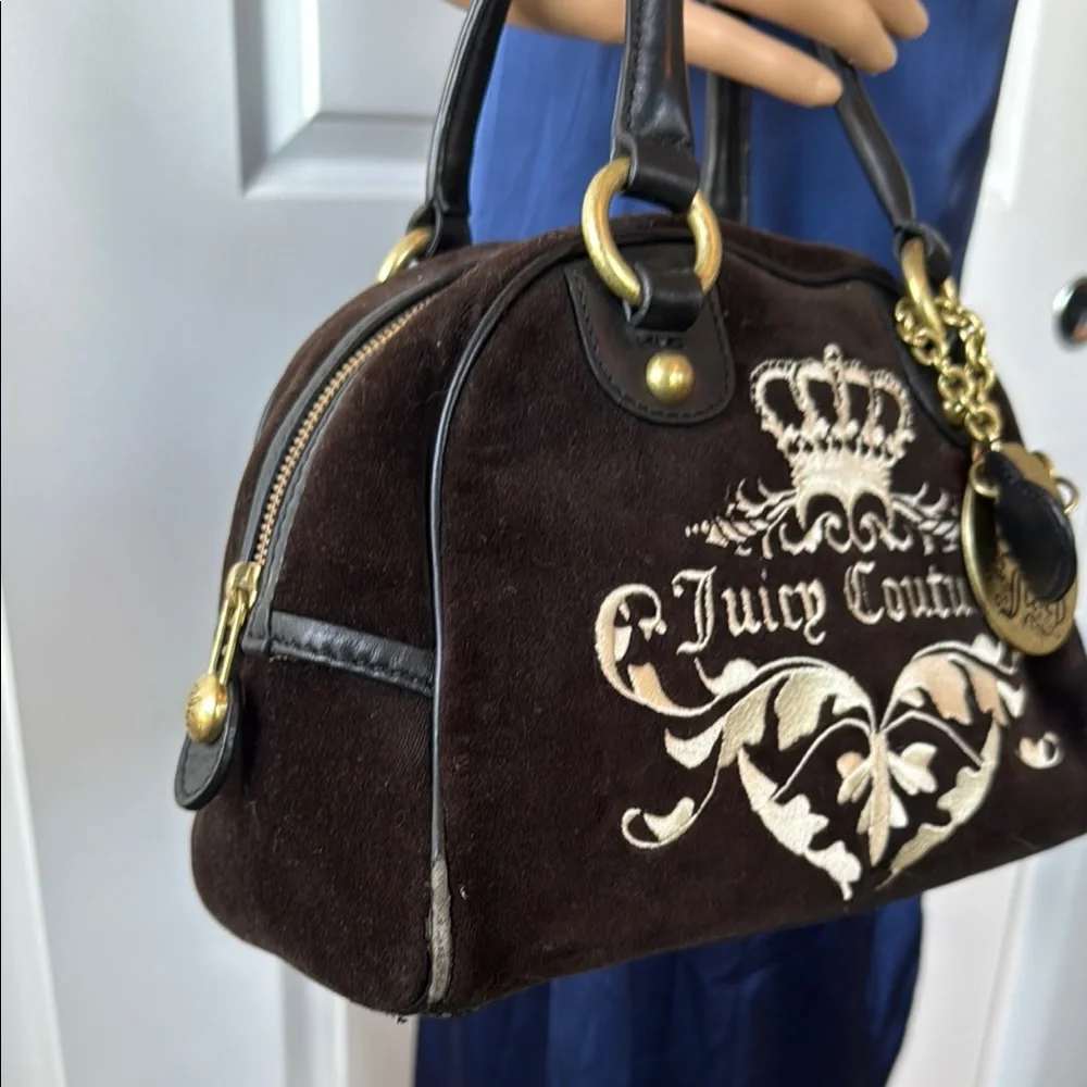 Juicy Couture ROYAL JUICY brown gold bowler bag purse Y2K - Picture 6 of 16